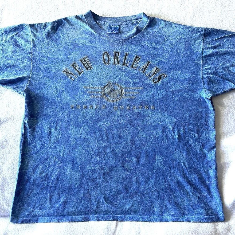 Vintage New Orleans‎ French Quarter XL Single Stitch Blue Tie Dye Athletic Works